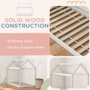 HOMCOM Wooden Single Bed Frame With Tree House Style, White And Grey