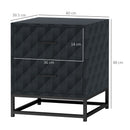 HOMCOM Bedside Table Set of 2, Nightstand with 2 Drawers, Steel Legs