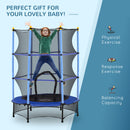 HOMCOM 4.6FT/75 Inch Kids Trampoline With Safety Enclosure, Indoor Outdoor