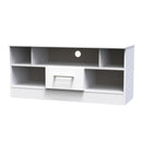 Wellington Ready Assembled TV Unit with 1 Drawer  - White Matt & White