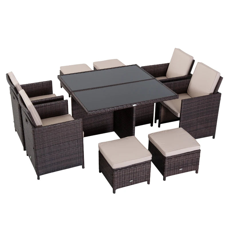 Outsunny Rattan Dining Set 9 Piece - Brown