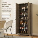 HOMCOM Farmhouse Kitchen Cupboard, Kitchen Cabinet, Grey Wood-Effect