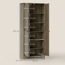HOMCOM Farmhouse Kitchen Cupboard, Kitchen Cabinet, Grey Wood-Effect