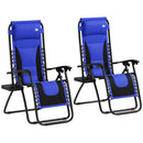 Outsunny 2 Pcs Zero Gravity Lounger Folding Recliner Chair W/ Cup Holder