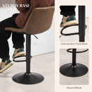 HOMCOM Bar Stools Set Of 2, Adjustable Bar Chairs 360° Swivel For Kitchen Brown