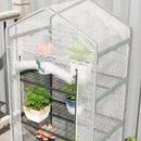 Outsunny 5 Tier Mini Greenhouse Grow House w/ Roll Up Door, White/Grey