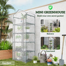 Outsunny 5 Tier Mini Greenhouse Grow House w/ Roll Up Door, White/Grey