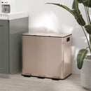 HOMCOM 3 X 15L Triple Kitchen Bin Pedal Bin For Recycling And Waste, Gold Tone