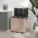HOMCOM 3 X 15L Triple Kitchen Bin Pedal Bin For Recycling And Waste, Gold Tone