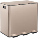 HOMCOM 3 X 15L Triple Kitchen Bin Pedal Bin For Recycling And Waste, Gold Tone