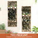 Outsunny Wall Mounted Plant Stands Set of 2 with Shelves and Slatted Trellis