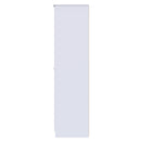 Yarmouth Tall Triple 2 Drawer Mirrored Wardrobe in White & White Matt - Ready Assembled
