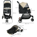 PawHut Dog Stroller For XS Dogs, S Dogs, Cats With Rain Cover