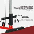 SPORTNOW Pull Up Station Power Cage with Adjustable Seat, Home Gym - Red