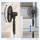 HOMCOM 12V DC Standing Fan With 75° Oscillation Mosquito Repellent Function