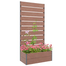 Outsunny Raised Garden Bed With Trellis And Drainage Hole, Planter Box - Brown/Grey