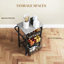 HOMCOM 4-Tier Kitchen Island on Wheels with 4 Pull-Out Baskets, Light Grey