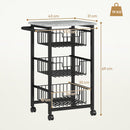 HOMCOM 4-Tier Kitchen Island on Wheels with 4 Pull-Out Baskets, Light Grey