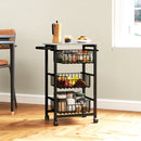HOMCOM 4-Tier Kitchen Island on Wheels with 4 Pull-Out Baskets, Light Grey