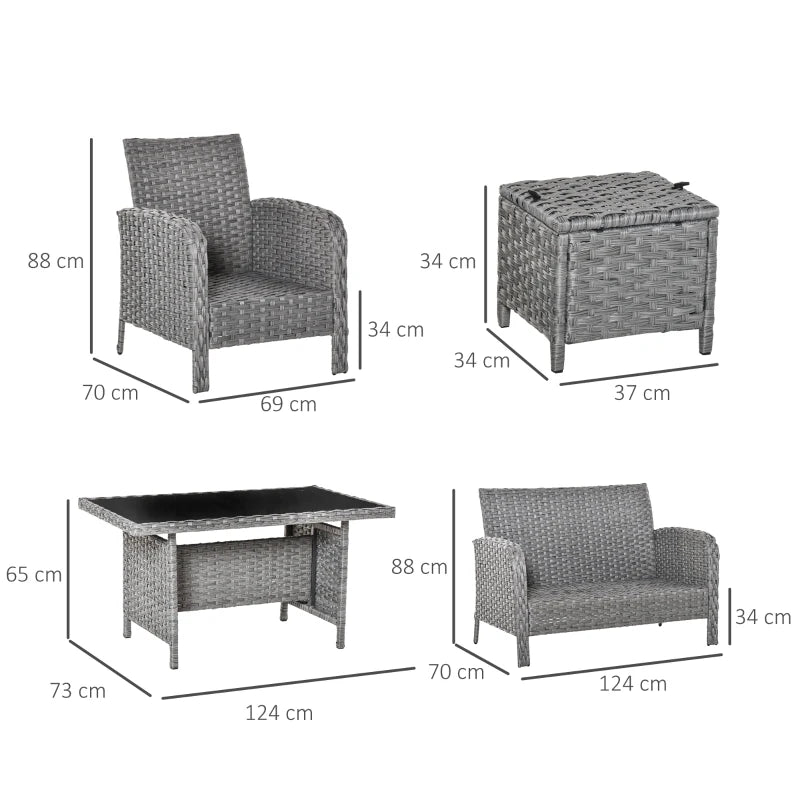 Outsunny Rattan Dining Furniture Set 6 Seater- Grey