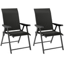 Outsunny 2PCS Folding Chair w/ Breathable Mesh Fabric Seat, Black and Grey