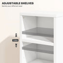 HOMCOM Set Of 2 CD Storage Units With Adjustable Shelves, High Gloss White, Grey And Black