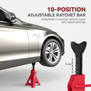 HOMCOM Axle Stands, Adjustable Car Jack Stands, Pack Of 2 - Red