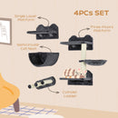 PawHut 4PCs Wall Mounted Cat Tree Cat Wall Shelves W/ Scratching Post - Dark Grey/Brown