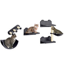 PawHut 4PCs Wall Mounted Cat Tree Cat Wall Shelves W/ Scratching Post - Dark Grey/Brown