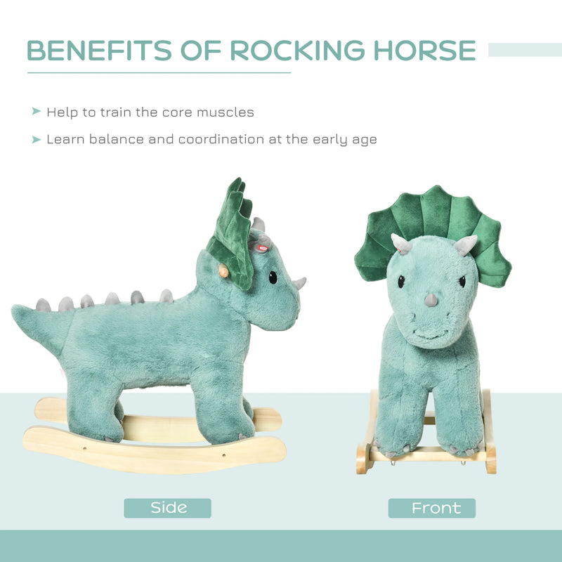 HOMCOM Children's  Rocking  Triceratops - Green