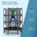 HOMCOM 4.6FT/75 Inch Kids Trampoline With Safety Enclosure, Indoor Outdoor