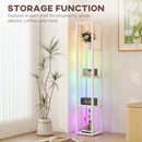 HOMCOM RGB LED Floor Lamp with Shelves and Remote Control for Bedroom