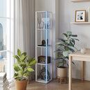 HOMCOM RGB LED Floor Lamp with Shelves and Remote Control for Bedroom