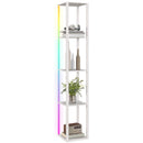 HOMCOM RGB LED Floor Lamp with Shelves and Remote Control for Bedroom