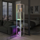 HOMCOM RGB LED Floor Lamp with Shelves and Remote Control for Bedroom