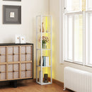 HOMCOM RGB LED Floor Lamp with Shelves and Remote Control for Bedroom