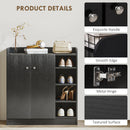 HOMCOM Shoe Storage Cabinet Footwear Rack Stand w/Adjustable Shelves Black