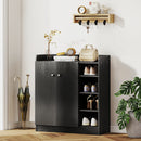 HOMCOM Shoe Storage Cabinet Footwear Rack Stand w/Adjustable Shelves Black