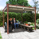 Outsunny 3 X 3(m) Aluminium Garden Pergola With Retractable Roof, Natural