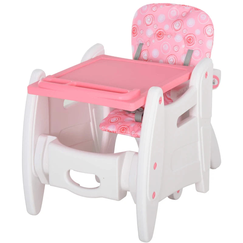 HOMCOM HDPE 3-in-1 Baby Booster High Chair Pink