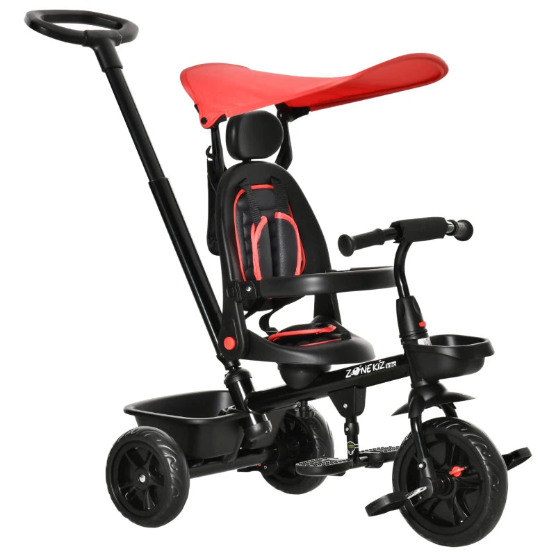 HOMCOM Baby Tricycle 4in1 Stroller with Handle Red