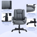 HOMCOM Faux Leather Home Office Chair Mid Back Desk Chair With Arms - Dark Grey/Light Grey