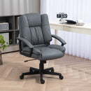 HOMCOM Faux Leather Home Office Chair Mid Back Desk Chair With Arms - Dark Grey/Light Grey