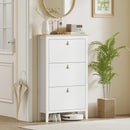 HOMCOM 3 Drawer Shoe Cabinet with Flip Doors for Hallway, Entryway, White