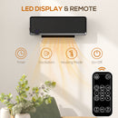 HOMCOM 1000W/2000W Wall Downflow Heater 10-49°C Temperature w/ Timer, Black