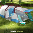 Outsunny 2-3 Man Camping Tunnel Tent with Bedroom and Living Room, Red