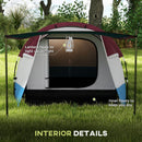 Outsunny 2-3 Man Camping Tunnel Tent with Bedroom and Living Room, Red