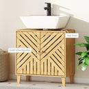 HOMCOM Bamboo Bathroom Under Sink Cabinet With Adjustable Shelf, Natural