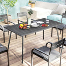 Outsunny Garden Table for 6 Person with Slat Top, Steel Frame