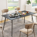 Outsunny Garden Table for 6 Person with Slat Top, Steel Frame